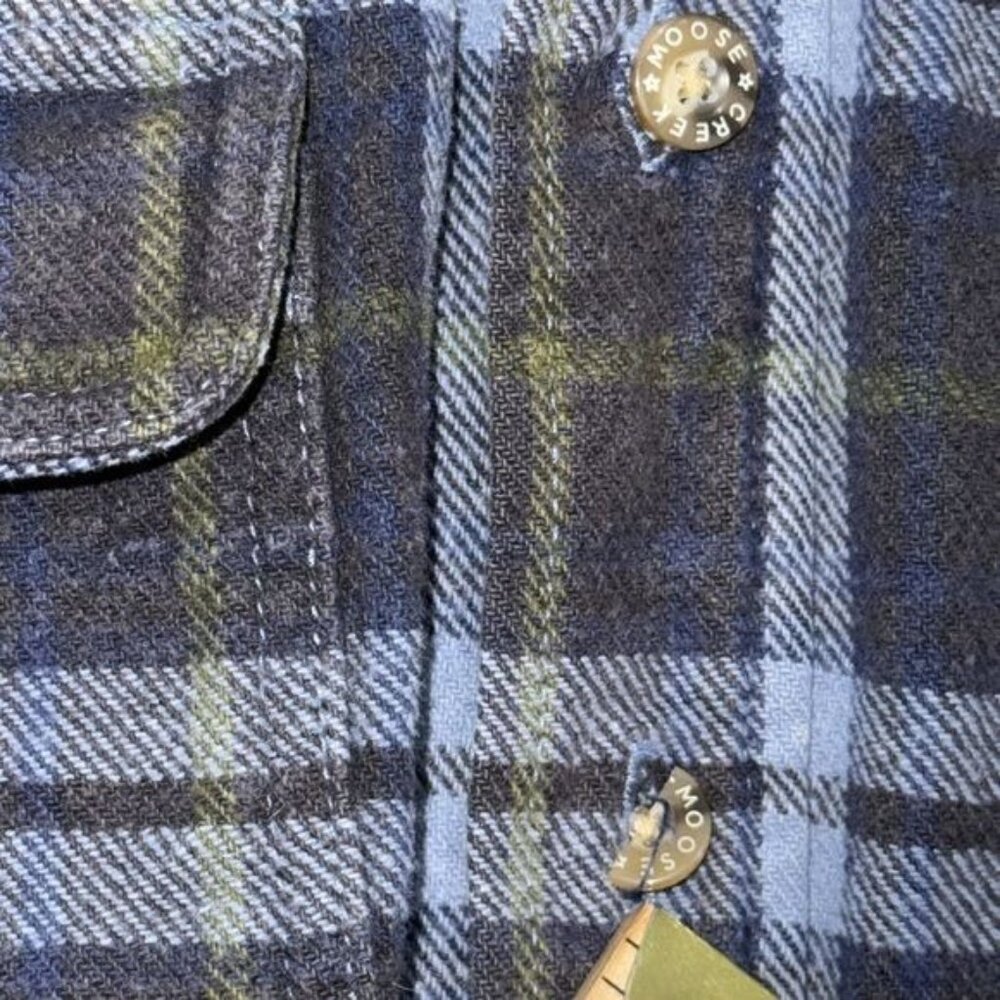 Moose Creek Mens Plaid Flannel Button-Up Shirt M Blue Green Cotton - Picture 6 of 8